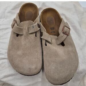 Birkenstock boston suede taupe leather soft footbed kids size 34 US 3-3.5